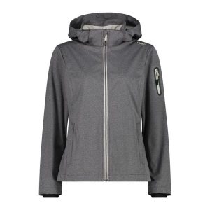 Damska kurtka turystyczna z kapturem CMP. Szare kurtki CMP, xl, bez wzorów, z softshellu, z kapturem. Za 390,50 zł.