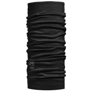 Komin chusta wielofunkcyjna z wełny merino lightweight. Czarne apaszki i chusty Buff, bez wzorów, z materiału. Za 99,99 zł.