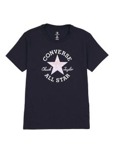 Converse Koszulka w kolorze granatowym rozmiar: XS. Niebieskie bluzki Converse, xs, bez wzorów, bez kołnierzyka, bez ramiączek. Za 83,42 zł.