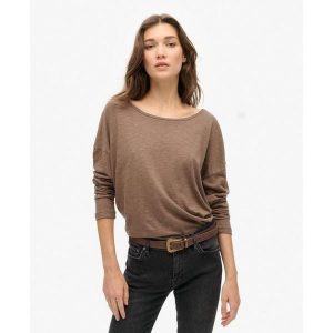 Koszulka z długim rękawem z dzianiny. Brązowe koszule nocne Superdry, bez wzorów, z dzianiny, bez ramiączek. W wyprzedaży za 157,95 zł.