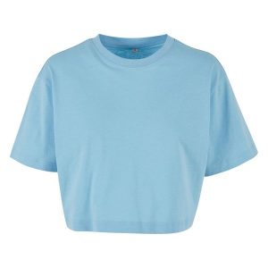 Oversized Crop Top Dla Pań I Panów. Niebieskie topy BUILD YOUR BRAND, xl, bez wzorów, sportowe, bez kołnierzyka, bez ramiączek. Za 57,99 zł.