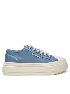Tommy Jeans Trampki Foxing EN0EN02713 Niebieski. Niebieskie trampki Tommy Jeans, bez wzorów, z jeansu, bez zapięcia. Za 199,99 zł.