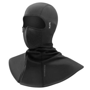 Czapka Ochronna Ciepła Pełna z Naklejką. Czarne czapki ROCKBROS, bez wzorów, z elastanu, sportowe. Za 115,60 zł.