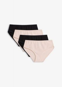Figi maxi panty z miękkiej bawełny (4 pary). Czarne figi bonprix, bez wzorów, z bawełny. Za 72,99 zł.