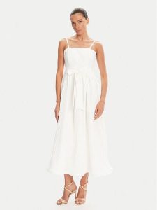 Rinascimento Sukienka koktajlowa CFC0124473003 Biały Regular Fit. Białe kombinezony Rinascimento, m, bez wzorów, z bawełny, wizytowe, bez kołnierzyka, bez ramiączek. Za 399,99 zł.