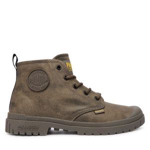 Trapery Palladium. Brązowe buty zimowe Palladium, bez obcasa, bez zapięcia. Za 289,99 zł.