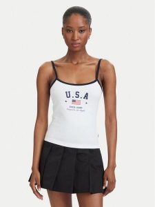Guess T-Shirt 183097 Biały Classic Fit. Białe t-shirty Guess Jeans, m, z aplikacjami, z bawełny, bez kołnierzyka, bez ramiączek. Za 129,99 zł.