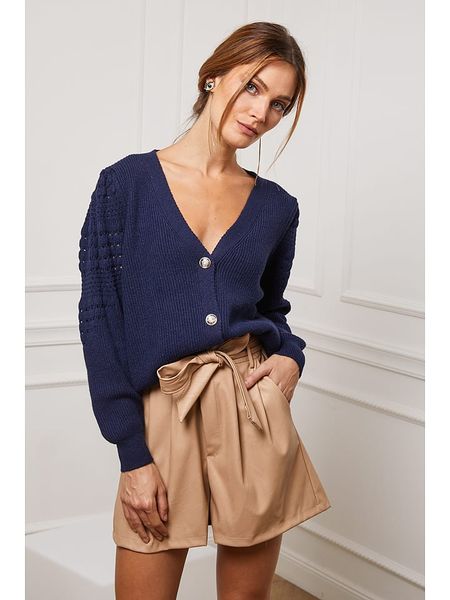 Joséfine Kardigan "Cuvillier" w kolorze granatowym rozmiar: L. Niebieskie kardigany Joséfine, l, bez wzorów, z kaszmiru, bez ramiączek. Za 228,92 zł.