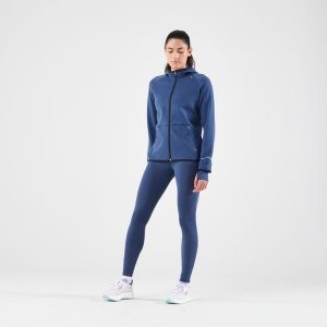 Legginsy do biegania damskie Kiprun Run 500 Warm ocieplane. Niebieskie legginsy KIPRUN, bez wzorów, z elastanu. Za 139,99 zł.