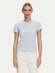 Tommy Hilfiger T-Shirt Slub WW0WW44433 Błękitny Slim Fit. Niebieskie t-shirty TOMMY HILFIGER, xxs, bez wzorów, z bawełny, bez kołnierzyka, bez ramiączek. Za 159,99 zł.