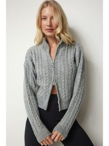 Happiness Istanbul Kardigan w kolorze szarym rozmiar: S/M. Szare kardigany Happiness Istanbul, z wełny. Za 86,99 zł.