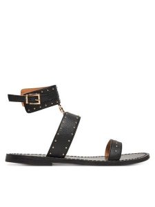 TWINSET Sandały 251GCJ04C Czarny. Czarne sandały Twinset, bez wzorów, ze skóry, bez obcasa, na płaskiej podeszwie, bez zapięcia. Za 359,99 zł.