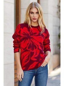 Milan Kiss Sweter w kolorze czerwonym ze wzorem rozmiar: XL. Czerwone swetry oversize Milan Kiss, xl, bez wzorów, z bawełny, bez ramiączek. Za 130,99 zł.