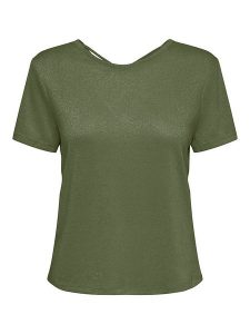 ONLY Koszulka w kolorze khaki rozmiar: L. Brązowe bluzki ONLY, l, bez wzorów, z wiskozy, klasyczne, bez kołnierzyka, bez ramiączek. Za 61,46 zł.