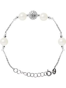 Pearl Addict Srebrna bransoletka z perłami i kryształami rozmiar: onesize. Białe bransoletki Pearl Addict, z kryształem, srebrne. Za 217,99 zł.