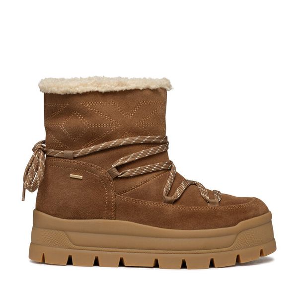 Śniegowce Geox. Brązowe buty zimowe Geox, bez obcasa, bez zapięcia. Za 439,99 zł.