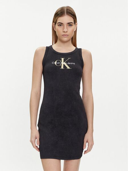 Calvin Klein Jeans Sukienka letnia Archival Monologo J20J223069 Czarny Slim Fit. Czarne kombinezony Calvin Klein Jeans, na lato, l, bez wzorów, z bawełny, bez kołnierzyka, bez ramiączek. Za 379,99 zł.
