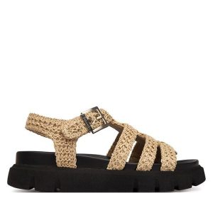 Sandały Tamaris. Brązowe sandały Tamaris, bez wzorów, bez obcasa, na płaskiej podeszwie, bez zapięcia. Za 329,99 zł.