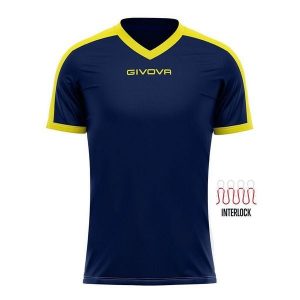 Koszulka piłkarska dla dorosłych Givova Revolution Interlock. Niebieskie bluzki Givova, xs, bez wzorów, sportowe, bez kołnierzyka, bez ramiączek. Za 159,99 zł.