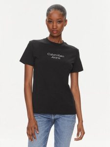 Calvin Klein Jeans T-Shirt Institutional J20J223222 Czarny Regular Fit. Czarne t-shirty Calvin Klein Jeans, s, bez wzorów, z bawełny, bez kołnierzyka, bez ramiączek. Za 99,99 zł.