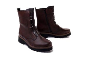 RIEKER REMONTE D1B75-25 brown, botki damskie. Brązowe botki Rieker Remonte, na zimę, bez wzorów, ze skóry, bez obcasa, na obcasie, bez zapięcia. Za 489,90 zł.
