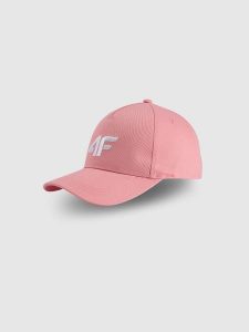 Czapka z daszkiem strapback damska 4F 4FWSS26ACABF549. Czerwone czapki 4f, bez wzorów, z bawełny, sportowe. Za 45,99 zł.