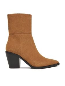 JENNY Botki CEO-HY23222S-1 Beżowy. Brązowe botki Jenny, bez wzorów, z materiału, bez obcasa, na słupku, bez zapięcia. Za 179,99 zł.