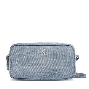 Torebka Calvin Klein. Niebieskie listonoszki Calvin Klein, bez wzorów, z denimu, bez dodatków. Za 329,99 zł.