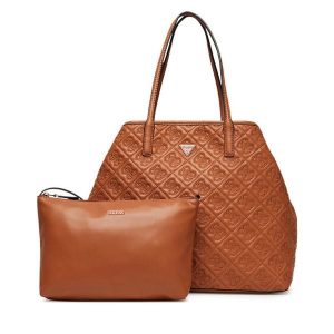 Torebka Guess. Brązowe shopper bag Guess, z aplikacjami, bez dodatków. Za 479,99 zł.