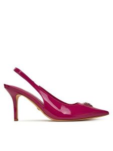 Guess Szpilki FLJNASPAF05 Różowy. Czerwone sandały Guess, z aplikacjami, ze skóry, bez obcasa. Za 409,99 zł.