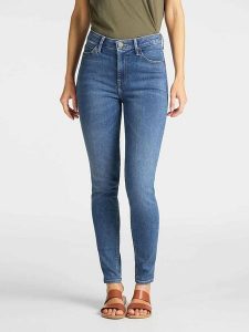 Lee Dżinsy - Slim fit - w kolorze niebieskim rozmiar: W32/L33. Niebieskie jeansy Lee, z aplikacjami, ze skóry, z podwyższonym stanem. Za 171,12 zł.
