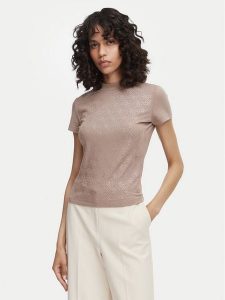 Guess T-Shirt W4BI26 J1314 Beżowy ciemny Regular Fit. Brązowe t-shirty Guess, xxl, z aplikacjami, z bawełny, bez kołnierzyka, bez ramiączek. Za 264,99 zł.