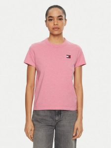 Tommy Jeans T-Shirt DW0DW20153 Różowy Regular Fit. Czerwone t-shirty Tommy Jeans, xs, bez wzorów, z bawełny, bez kołnierzyka, bez ramiączek. Za 99,99 zł.
