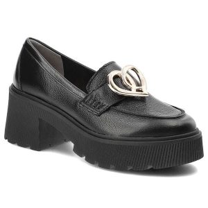 Czarne Półbuty Armodo Eleganckie Buty Damskie. Czarne półbuty Armodo, bez wzorów, ze skóry, bez obcasa, na obcasie, bez zapięcia. Za 322,99 zł.
