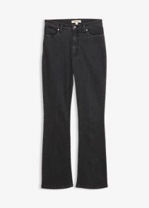 Dżinsy bootcut z wysokim stanem. Szare jeansy bonprix, bez wzorów, z jeansu, z podwyższonym stanem. Za 129,99 zł.