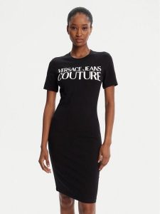 Versace Jeans Couture Sukienka codzienna 79HAOE05 CJ02E Czarny Slim Fit. Czarne kombinezony Versace Jeans Couture, xs, bez wzorów, z bawełny, bez kołnierzyka, bez ramiączek. Za 429,99 zł.