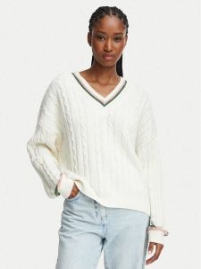 Robe di Kappa Sweter Vintage 64123FW Kremowy Regular Fit. Białe swetry klasyczne Robe di Kappa, xs, z syntetyku, bez kołnierzyka. Za 249,99 zł.