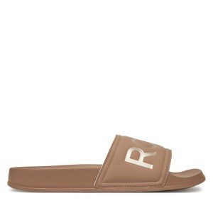 Klapki Roxy. Brązowe klapki Roxy, bez wzorów, bez obcasa. Za 89,99 zł.