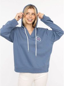 Zwillingsherz Bluza "Smile Everyday Enjoy" w kolorze niebieskim rozmiar: L/XL. Niebieskie bluzy Zwillingsherz, l, bez wzorów, z kapturem. Za 184,46 zł.