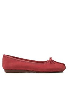 Clarks Baleriny Freckle Ice 26176285 Różowy. Czerwone balerinki Clarks, bez wzorów, z nubiku, bez obcasa, bez zapięcia. Za 239,99 zł.