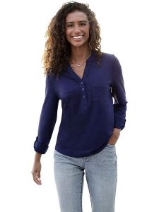 Heine Bluzka w kolorze granatowym rozmiar: 38. Niebieskie bluzki Heine, bez wzorów, bez kołnierzyka, bez ramiączek. Za 63,95 zł.