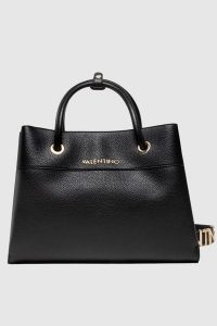 VALENTINO Duża czarna torebka Alexia. Czarne kuferki Valentino by Mario Valentino, bez wzorów, duże, bez dodatków. W wyprzedaży za 403,99 zł.