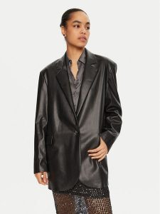 TWINSET Marynarka 242AQ2042 Czarny Regular Fit. Czarne marynarki i żakiety Twinset, m, bez wzorów, ze skóry. Za 599,99 zł.