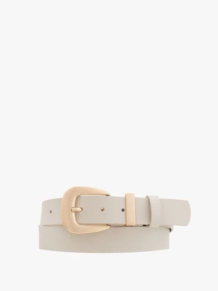 Kremowy pasek damski. Brązowe paski Ryłko, bez wzorów, ze skóry, eleganckie. W wyprzedaży za 79,99 zł.