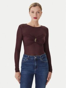 Elisabetta Franchi Body BO-016-57E2-V390 Bordowy Slim Fit. Czerwone body i gorsety Elisabetta Franchi, bez wzorów, z wiskozy. Za 1 689,00 zł.