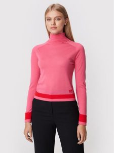 Pinko Golf Dolcevita 1G181Z A02M Różowy Regular Fit. Czerwone golfy Pinko, bez wzorów, z wełny. Za 469,99 zł.