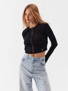 Calvin Klein Jeans Kardigan J20J221349 Czarny Slim Fit. Czarne kardigany Calvin Klein Jeans, z jeansu. Za 459,99 zł.