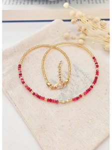 Atelier MIU Pozłacany naszyjnik z kryształami - dł. 45 cm rozmiar: onesize. Czerwone naszyjniki Atelier MIU, z kryształem, pozłacane. Za 34,99 zł.