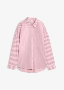 Koszula oversize z bawełnianej popeliny. Czerwone koszule bonprix, bez wzorów, z bawełny, bez kołnierzyka, bez ramiączek. Za 119,99 zł.