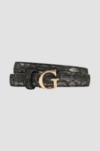 GUESS Czarny damski pasek z printem węża Adj Belt H30, Rozmiar M. Czarne paski Guess, z aplikacjami. W wyprzedaży za 132,99 zł.